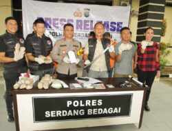 Sat Res Narkoba Polres Serdang Bedagai pada pengungkapan Tiga Kasus Narkotika.
