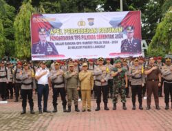 Siap Amankan TPS, Polres Langkat lakukan Apel Pergeseran Pasukan.