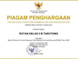 Rutan Kelas IIB Tarutung Raih Penghargaan Predikat Pelayanan Publik Berbasis HAM (P2HAM) Tahun 2024