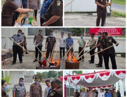 Bentuk Sinergi dengan Aparat Penegak Hukum, Rutan Tarutung Hadiri Pemusnahan Barang Bukti di Kejaksaan Negeri Tapanuli Utara