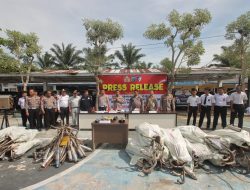 Sat Lantas Polres Sergai Musnakan Knalpot Brong, Hasil Sitaan Penindakan Bukti Pelanggaran selama Ops Patuh Toba 2025