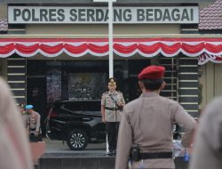 Peringatan Hari Juang Polri Polres Sergai Gelar Upacara dibawah rintihan Hujan