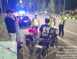 Antisipasi Balap Liar dan Geng Motor, Satlantas Polres Langkat Gencarkan Patroli Malam di Titik Strategis