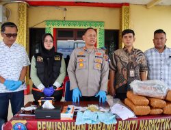 Polres Pelabuhan Belawan Musnahkan Barang Bukti Narkotika Hasil Tangkapan Sat Narkoba