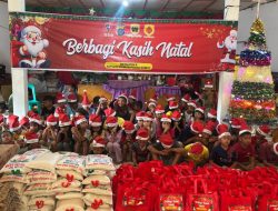 Brimob Polda Sumut Berbagi Kasih Natal bagi Korban Bencana di Tapanuli Utara