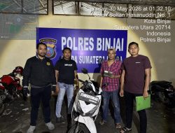 “Team Khusus Anti Begal 1.1 Polres Binjai berhasil amankan Sepeda Motor hasil Curian di Kabupaten Langsa Prop.NAD yang melintas di wilayah Kota Binjai”