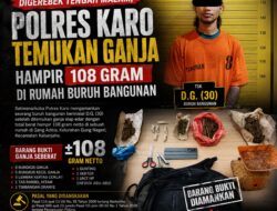 Digerebek Tengah Malam, Polres Karo Temukan Ganja Hampir 108 Gram di Rumah Buruh Bangunan