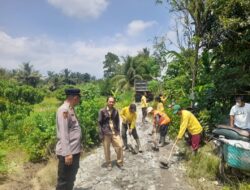 Tanggap Bencana, Polsek STM Hulu Bantu Aktifkan Jalur Alternatif Bersama Masyarakat