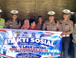 Sambut Hari Lalu Lintas Bhayangkara ke-71, Sat Lantas Polres Sergai Gelar Bakti Sosial dan Salurkan Sembako kepada Warga