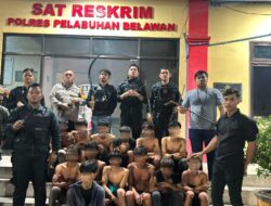 Tim Macan Polres Pelabuhan Belawan Tangkap 13 Pemuda Terkait Geng Motor dan Tawuran, Sita 4 Sajam dan Ketapel