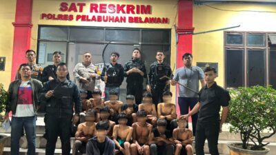 Tim Macan Polres Pelabuhan Belawan Tangkap 13 Pemuda Terkait Geng Motor dan Tawuran, Sita 4 Sajam dan Ketapel