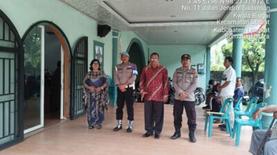 Polsek Stabat Laksanakan Pengamanan Ibadah Minggu di Gereja Kecamatan Stabat